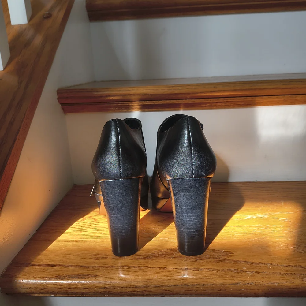 Franco Sarto Sleek Black Heeled Boots - Picture 3 of 7